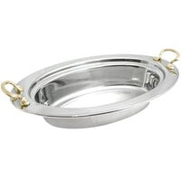Bon Chef 5299HR 19" x 11" x 4" Stainless Steel 6 Qt. Plain Design Oval Food Pan with Round Brass Handles