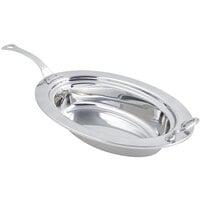 Bon Chef 5299HLSS 19" x 11" x 4" Stainless Steel 6 Qt. Plain Design Oval Food Pan with Long Stainless Steel Handle