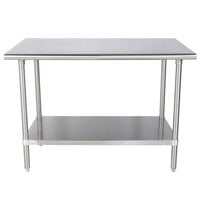 Advance Tabco MS-304 30" x 48" 16 Gauge Stainless Steel Commercial Work Table with Stainless Steel Undershelf