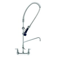 T&S B-0133-A12-B8CX EasyInstall Wall Mounted 29 3/4" High Pre-Rinse Faucet with Adjustable 8" Centers, Ergonomic Low Flow Spray Valve, 44" Hose, 12" Add-On Faucet, and 6" Wall Bracket