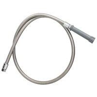 T&S B-0068-H 68" Stainless Steel Flex Hose with Gray Handle and Polyurethane Liner