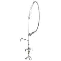 T&S B-0113-ADF06-B EasyInstall Deck Mounted 49 1/2" High Pre-Rinse Faucet with Flex Inlets, 44" Hose, 6" Add-On Faucet, and Wall Bracket