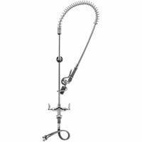 T&S B-0113-CR-BC EasyInstall Deck Mounted 45" High Pre-Rinse Faucet with Flex Inlets, Low Flow Spray Valve, 44" Hose, and 6" Wall Bracket