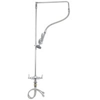T&S B-0112 Deck Mounted 44 3/8" High Pre-Rinse Faucet with Flex Inlets, Swivel Arm, and 26" Hose