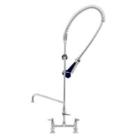 T&S B-0123-A10-B08 EasyInstall Deck Mounted 46" High Pre-Rinse Faucet with Adjustable 8" Centers, Ergonomic Spray Valve, 44" Hose, 10" Add-On Faucet, and 6" Wall Bracket