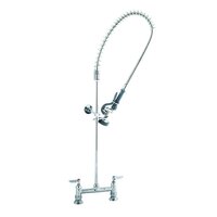 T&S B-0123-V-BC EasyInstall Deck Mounted 46 3/4" High Pre-Rinse Faucet with Adjustable 8" Centers, Low Flow Spray Valve, 44" Hose, Vacuum Breaker, and 6" Wall Bracket