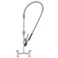 T&S B-0123-CR-BC EasyInstall Deck Mounted 45" High Pre-Rinse Faucet with Adjustable 8" Centers, Low Flow Spray Valve, 44" Hose, and 6" Wall Bracket