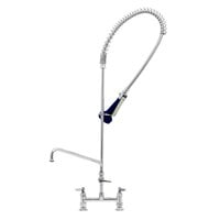 T&S B-0123-A12-08 EasyInstall Deck Mounted 46" High Pre-Rinse Faucet with Adjustable 8" Centers, Ergonomic Spray Valve, 44" Hose, and 12" Add-On Faucet