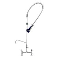 T&S B-0123-A10-B08C EasyInstall Deck Mounted 46" High Pre-Rinse Faucet with Adjustable 8" Centers, Ergonomic Low Flow Spray Valve, 44" Hose, 10" Add-On Faucet, and 6" Wall Bracket