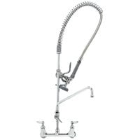 T&S B-0133-01-44H EasyInstall Wall Mounted 37 1/2" High Pre-Rinse Faucet with Adjustable 8" Centers, 44" Hose, 14" Add-On Faucet, and 9" Wall Bracket