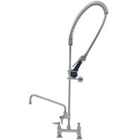 T&S B-0123-A12-B08C EasyInstall Deck Mounted 46" High Pre-Rinse Faucet with Adjustable 8" Centers, Ergonomic Low Flow Spray Valve, 44" Hose, 12" Add-On Faucet, and 6" Wall Bracket
