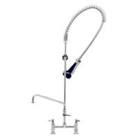 T&S B-0123-A12-B08 EasyInstall Deck Mounted 46" High Pre-Rinse Faucet with Adjustable 8" Centers, Ergonomic Spray Valve, 44" Hose, 12" Add-On Faucet, and 6" Wall Bracket
