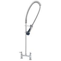 T&S B-0123-B08C EasyInstall Deck Mounted 41 3/4" High Pre-Rinse Faucet with Adjustable 8" Centers, Ergonomic Low Flow Spray Valve, 44" Hose, and 6" Wall Bracket