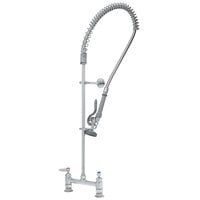 T&S B-0123-CR-B EasyInstall Deck Mounted 45" High Pre-Rinse Faucet with Adjustable 8" Centers, 44" Hose, and 6" Wall Bracket