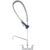 T&S B-0133-A12-B08C EasyInstall Wall Mounted 37 1/2" High Pre-Rinse Faucet with Adjustable 8" Centers, Ergonomic Low Flow Spray Valve, 44" Hose, 12" Add-On Faucet, and 6" Wall Bracket