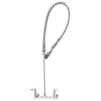 T&S B-0133-CR-C EasyInstall Wall Mounted 33 1/4" High Pre-Rinse Faucet with Adjustable 8" Centers, Low Flow Spray Valve, and 44" Hose