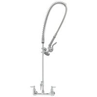 T&S B-0133-ADF-LN EasyInstall Wall Mounted 37 1/2" High Pre-Rinse Faucet with Adjustable 8" Centers, 44" Hose, Base for Add-On Faucet, and 6" Wall Bracket