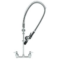 T&S B-0133-BC EasyInstall Wall Mounted 33 1/4" High Pre-Rinse Faucet with Adjustable 8" Centers, Low Flow Spray Valve, 44" Hose, and 6" Wall Bracket