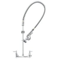 T&S B-0133-BR-B EasyInstall Wall Mounted 38" High Pre-Rinse Faucet with Adjustable 8" Centers, Brush Spray Valve, 36" Hose, Flexible Supply Hoses, Supply Stops, and Wall Bracket