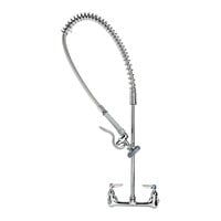 T&S B-0133-R EasyInstall Wall Mounted 35 1/2" High Pre-Rinse Faucet with Adjustable 8" Centers, and 44" Rubber Hose