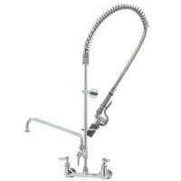 T&S B-0133-A12-V-BC EasyInstall Wall Mounted 41" High Pre-Rinse Faucet with Adjustable 8" Centers, Low Flow Spray Valve, 44" Hose, 12" Add-On Faucet, Vacuum Breaker, and 6" Wall Bracket