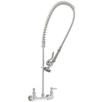 T&S B-0133-CR EasyInstall Wall Mounted 33 1/4" High Pre-Rinse Faucet with Adjustable 8" Centers, and 44" Hose