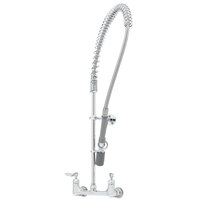 T&S B-0133-CR-BC EasyInstall Wall Mounted 33 1/4" High Pre-Rinse Faucet with Adjustable 8" Centers, Low Flow Spray Valve, 44" Hose, and 6" Wall Bracket