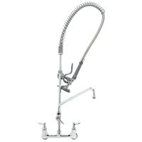 T&S B-0133-ADF14-B EasyInstall Wall Mounted 37 1/2" High Pre-Rinse Faucet with Adjustable 8" Centers, 44" Hose, 14" Add-On Faucet, and 6" Wall Bracket
