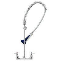 T&S B-0133-B08C EasyInstall Wall Mounted 33 1/4" High Pre-Rinse Faucet with Adjustable 8" Centers, Ergonomic Low Flow Spray Valve, 44" Hose, and 6" Wall Bracket