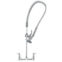 T&S B-0133-CCB EasyInstall Wall Mounted 35 1/2" High Pre-Rinse Faucet with Adjustable 8" Centers, 44" Hose, and 6" Wall Bracket