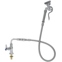 T&S B-0205-44H-VB Deck Mounted Pre-Rinse Faucet with Single Inlet, Angled Spray Valve, 44" Hose, 90 Degree Swivel Adapter, Vacuum Breaker, and Wall Hook