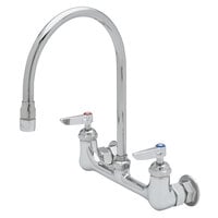 T&S B-0230-134XA-CR Wall Mounted Pantry Faucet with 8" Adjustable Centers, 7 3/4" Swivel Gooseneck, and Cerama Cartridges