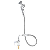 T&S B-0205-60H-VB Deck Mounted Pre-Rinse Faucet with Single Inlet, Angled Spray Valve, 60" Hose, 90 Degree Swivel Adapter, Vacuum Breaker, and Wall Hook