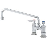 T&S B-0225-CR Deck Mounted Faucet with 12" Swing Nozzle, 4" Adjustable Centers, 9.8 GPM Stream Regulator Outlet, Cerama Cartridges, and Lever Handles