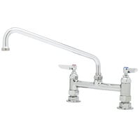 T&S B-0220-CC Deck Mounted Faucet with 18" Swing Nozzle, 8" Adjustable Centers, 18.39 GPM Stream Regulator Outlet, Eterna Cartridges, and Lever Handles