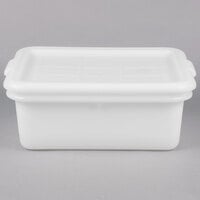 Tablecraft DBF77 White 21 1/2" x 15 3/4" x 7" Perforated Plastic Freezer Safe Drain Box Combo