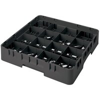 Cambro 16S1058110 Camrack 11" High Customizable Black 16 Compartment Glass Rack with 5 Extenders