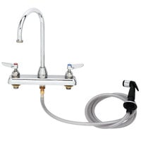 T&S B-1172-07-133X Deck Mount Workboard Faucet with 8" Centers, 5 3/4" Gooseneck Spout, and Sidespray
