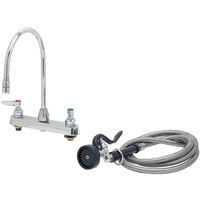 T&S B-1172-96-135X Deck Mount Workboard Faucet with 8" Centers, 8 13/16" Gooseneck Spout, 96" Hose, and EB-0107 Spray Valve