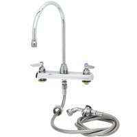 T&S B-1172-T Deck Mount Workboard Faucet with 8" Centers, 8 13/16" Gooseneck Spout, and 002857-40 Spray Valve