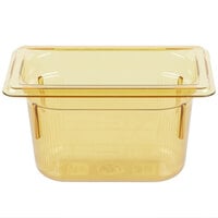 Vollrath 9094410 Super Pan® 1/9 Size Amber High Heat Plastic Food Pan - 4" Deep
