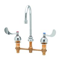 T&S B-2866-05CR Deck Mount Easy Install Faucet with 5 3/4 inch Gooseneck Spout, 8 inch Centers, 4 inch Wrist Action Handles, and Cerama Cartridges