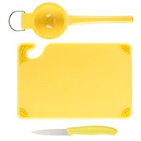 Saf-T-Grip® 9" x 6" x 3/8" Yellow Bar Size Cutting Board and Lemon Prep Set