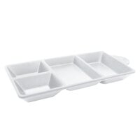 Elite Global Solutions JWT4C Ore 8 3/4" x 4 3/8" White Four-Compartment Tray - 6/Case