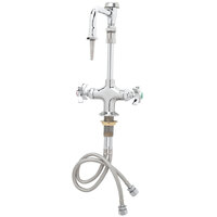 T&S BL-5700-09 Deck Mounted Laboratory Faucet with Flex Inlets, 5 5/8" Rigid Vacuum Breaker Nozzle (Serrated Tip), and 4-Arm Handles