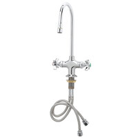 T&S BL-5700-04 Deck Mounted Laboratory Faucet with Flex Inlets, 5 5/8" Rigid Gooseneck Nozzle, and 4-Arm Handles