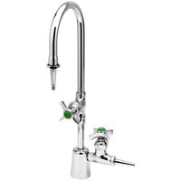 T&S BL-6050-02 Deck Mount Multi-Water Faucet with 5 5/8" Rigid Gooseneck Spout, Two 180 Degree Hose Cocks, Serrated Tips, and 4 Arm Handles
