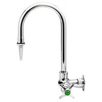 T&S BL-5710-07 Single Supply Wall Mount Lab Faucet with 5 11/16" Spout, Serrated Tip, 4 Arm Handle, and Vacuum Breaker