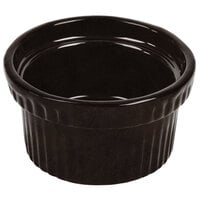 Tablecraft CW1610BKGS 10.5 oz. Black with Green Speckle Cast Aluminum Souffle Bowl with Ridges