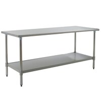 Eagle Group T3084SB 30" x 84" Stainless Steel Work Table with Stainless Steel Undershelf